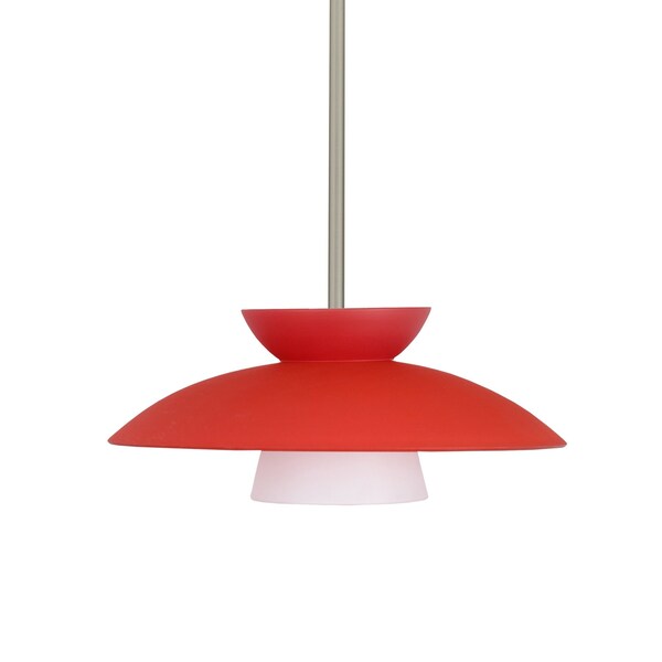 Besa Lighting Trilo 15 Stem Pendant, Red Matte, Satin Nickel Finish, 1x75W Incandescent 1TT-451331-SN - main